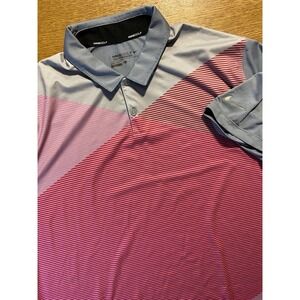 Nike Golf Tour Performance Polo Mens XL Gray‎ W/ Red Geometric Dri-Fit Stretch